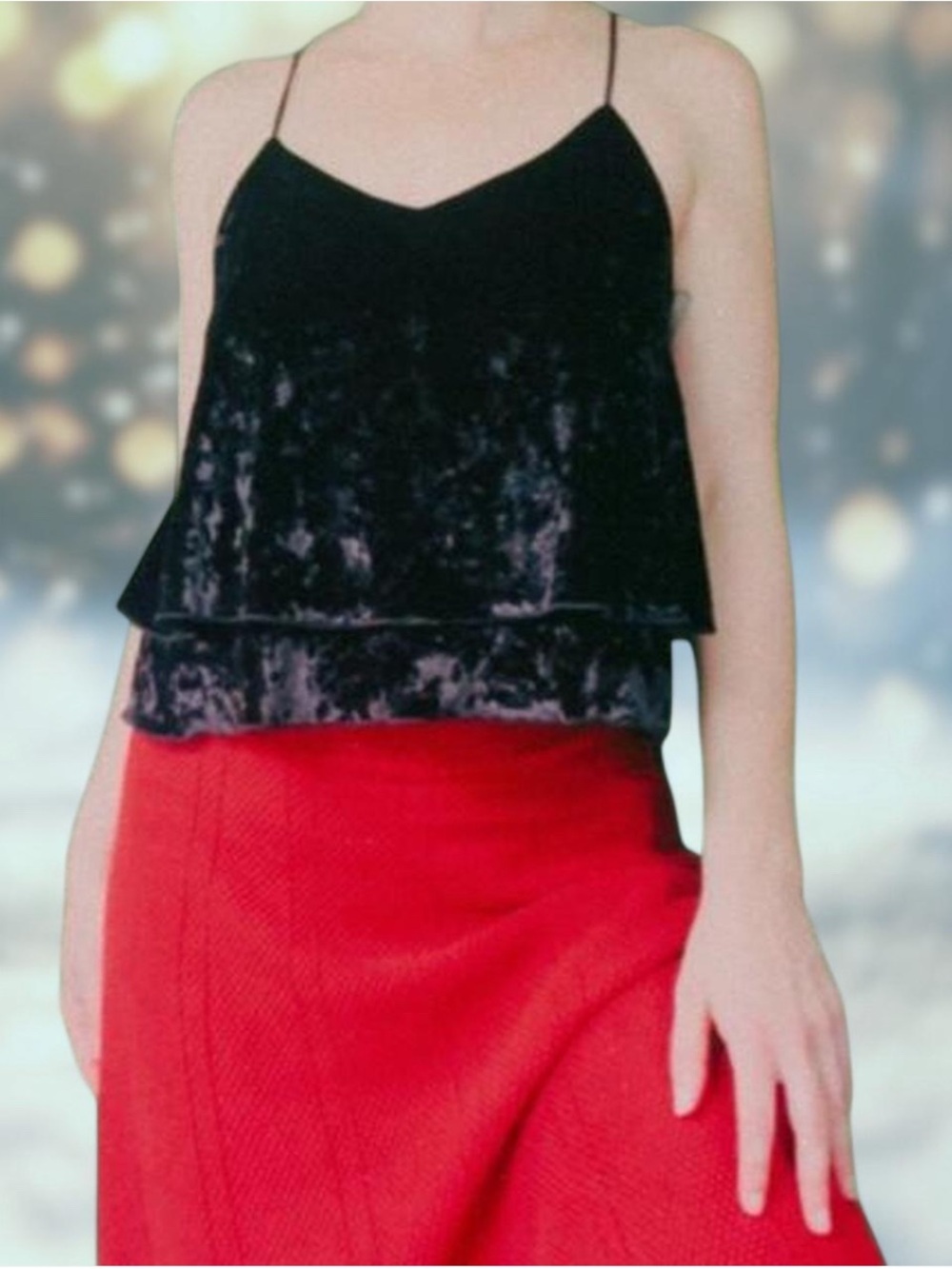 Hollister Black Velvet Layered Spaghetti-Strap Camisole